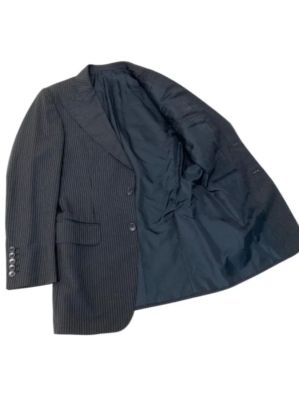 Gucci Tom Ford Era Peak Lapel Suit Set Tailored Jacket Trousers Stripe Gray